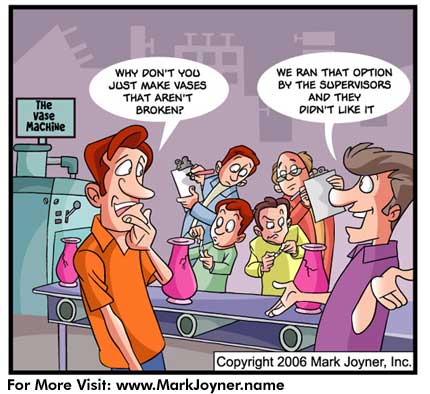 Atomic Mind Bombs (personal development brain puzzle cartoons) by Mark Joyner titled My New Ferrari that shows someone doing the crazy things we sometimes do to get what we want.