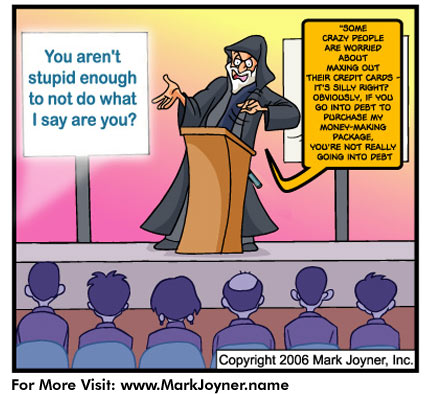 Atomic Mind Bombs (personal development brain puzzle cartoons) by Mark Joyner titled Monkey on My Back that shows someone with a monkey on their back whispering excuses for eating unhealthy food.